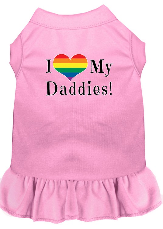 I Heart my Daddies Screen Print Dog Dress Light Pink XS